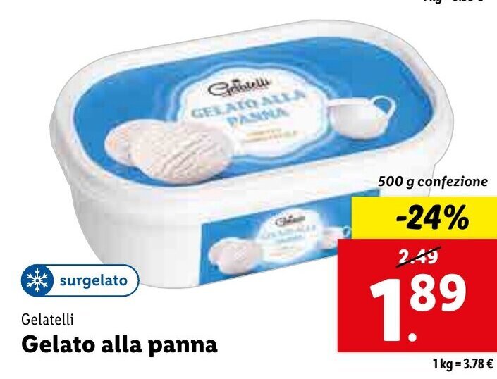 Gelatelli Gelato alla panna 500 g confezione offerta di Lidl