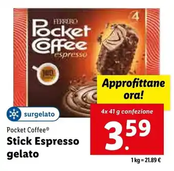 Lidl Pocket Coffee® Stick Espresso gelato 4x 41 g confezione offerta