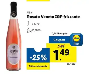 Lidl Allini Rosato Veneto IGP frizzante 0,75 l bottiglia offerta