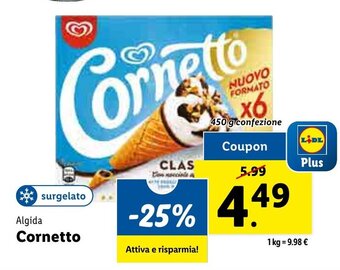 Lidl Algida Cornetto 450 g confezione offerta