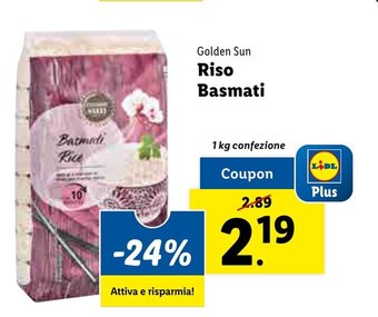 Lidl Golden Sun Riso Basmati 1 kg confezione offerta