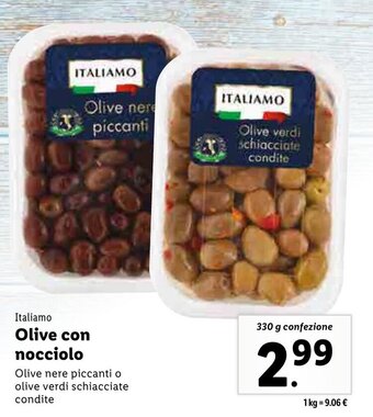 Lidl Italiamo Olive con nocciolo 330 g confezione offerta