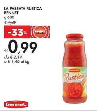 Bennet LA PASSATA RUSTICA BENNET g 680 offerta