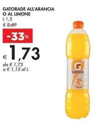 Bennet GATORADE ALL'ARANCIA O AL LIMONE L 1,5 offerta