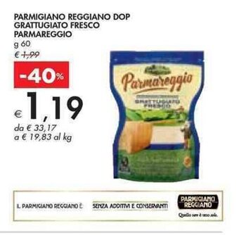 Bennet PARMIGIANO REGGIANO DOP GRATTUGIATO FRESCO PARMAREGGIO g 60 offerta