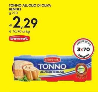 Bennet TONNO ALL'OLIO DI OLIVA BENNET g 210 offerta