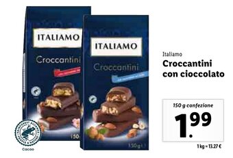 Lidl Italiamo Croccantini con cioccolato 150 g confezione offerta