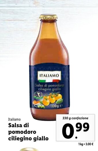 Lidl Italiamo Salsa di pomodoro ciliegino giallo 330 g confezione offerta