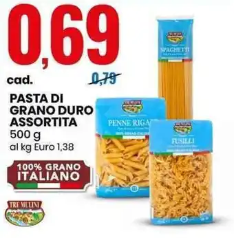 Eurospin TRE MULINI PASTA DI GRANO DURO ASSORTITA 500 g offerta