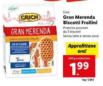 Lidl Crich Gran Merenda Biscotti Frollini 500 g confezione offerta