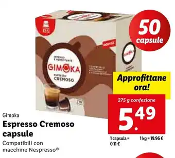 Lidl Gimoka Espresso Cremoso capsule 275 g confezione offerta