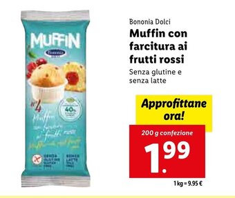 Bononia Dolci Muffin con farcitura ai frutti rossi 200 g confezione