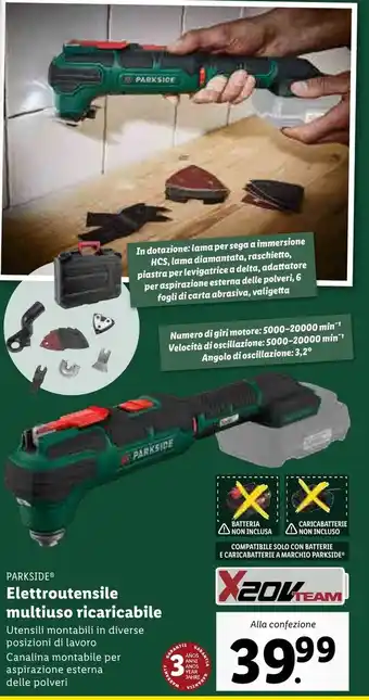 Lidl PARKSIDEⓇ Elettroutensile multiuso ricaricabile offerta