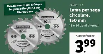 PARKSIDEⓇ Lama per sega circolare, 150 mm