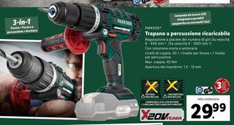 Lidl PARKSIDEⓇ Trapano a percussione ricaricabile offerta