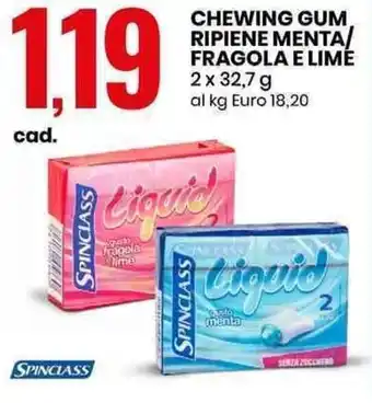 Eurospin SPINCLASS CHEWING GUM RIPIENE MENTA/ FRAGOLA E LIME 2 x 32,7 g offerta