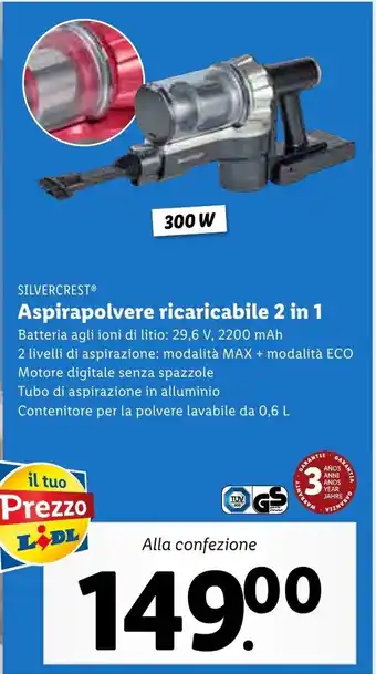 Lidl SILVERCRESTⓇ Aspirapolvere ricaricabile 2 in 1 offerta