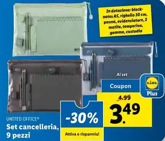 Lidl UNITED OFFICEⓇ Set cancelleria, 9 pezzi offerta