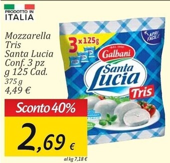 Carrefour Market Galbani mozzarella tris santa lucia offerta