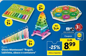 Lidl Playtive Gioco Montessori "Regoli, labirinto, abaco o contatore" offerta