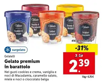 Lidl Gelatelli Gelato premium in barattolo 416 g confezione offerta
