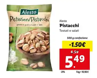 Lidl Alesto Pistacchi 500 g confezione offerta