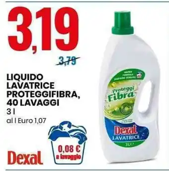 Eurospin LIQUIDO LAVATRICE PROTEGGIFIBRA, 40 LAVAGGI 3 l offerta
