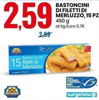 Eurospin BASTONCINI DI FILETTI DI MERLUZZO, 15 PZ 450 g offerta