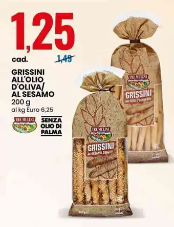 Eurospin GRISSINI ALL'OLIO D'OLIVA/ AL SESAMO 200 g offerta
