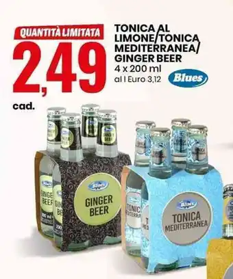 TONICA AL LIMONE/TONICA MEDITERRANEA/ GINGER BEER 4 x 200 ml