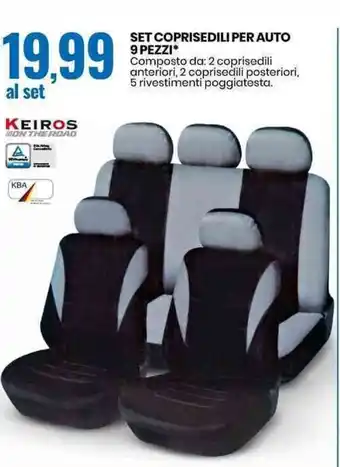Eurospin SET COPRISEDILI PER AUTO 9 PEZZI* offerta