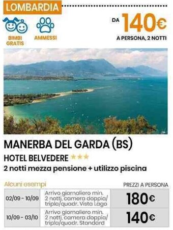 Eurospin MANERBA DEL GARDA (BS) HOTEL BELVEDERE *** offerta