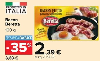 Carrefour Bacon Beretta 100 g offerta
