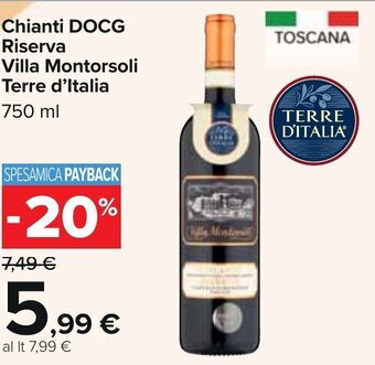 Carrefour Chianti DOCG Riserva Villa Montorsoli Terre d'Italia 750 ml offerta
