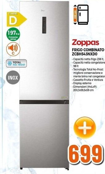 Zoppas frigo combinato zcbhs43nxd0