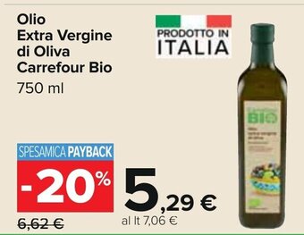 Carrefour Olio Extra Vergine di Oliva Carrefour Bio 750 ml offerta