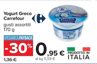 Carrefour Yogurt Greco Carrefour gusti assortiti 170 g offerta