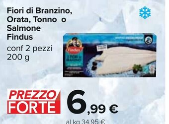 Carrefour Fiori di Branzino, Orata, Tonno o Salmone Findus conf 2 pezzi 200 g offerta