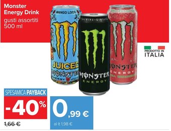 Carrefour Monster Energy Drink gusti assortiti 500 ml offerta