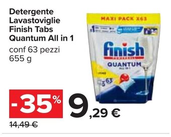 Carrefour Detergente Lavastoviglie Finish Tabs Quantum All in 1 conf 63 pezzi 655 g offerta