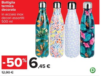 Carrefour Bottiglia termica decorata 500 ml offerta