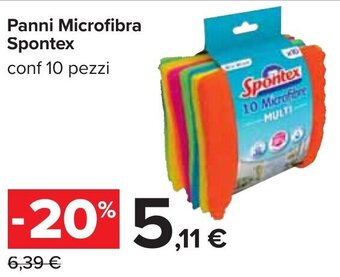 Carrefour Panni Microfibra Spontex conf 10 pezzi offerta