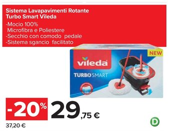 Carrefour Sistema Lavapavimenti Rotante Turbo Smart Vileda offerta