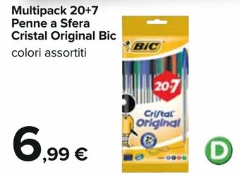 Carrefour Multipack 20+7 Penne a Sfera Cristal Original Bic offerta
