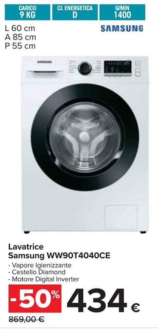 Carrefour Lavatrice Samsung WW90T4040CE offerta