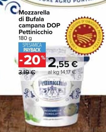 Carrefour Mozzarella di Bufala campana DOP Pettinicchio 180 g offerta