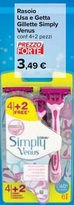 Carrefour Rasoio Usa e Getta Gillette Simply Venus offerta