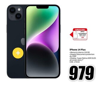 MediaWorld iPhone 14 Plus offerta