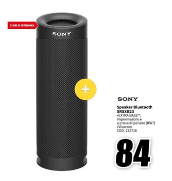 MediaWorld SONY Speaker Bluetooth SRSXB23 offerta