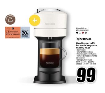 MediaWorld Macchina per caffè in capsule Nespresso VERTUO NEXT offerta